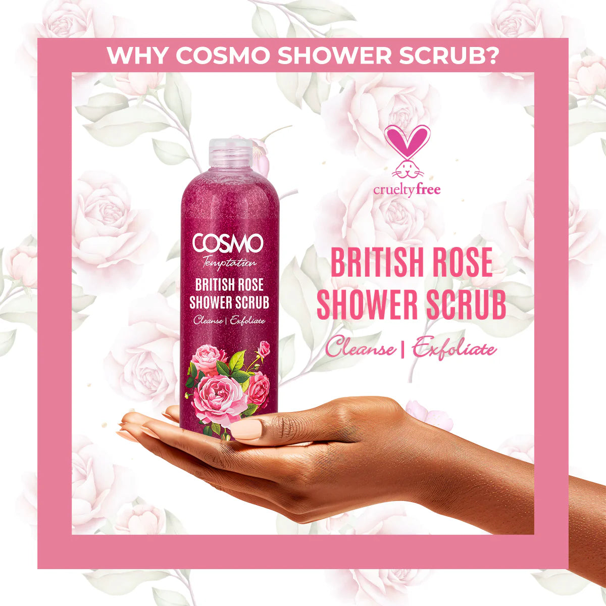Temptation British Rose Shower Scrub by Cosmo 1000ml
