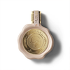 Close-up of the Le Falconé Mirsaal Passion 100ml bottle with its unique wax-seal design. A clean studio shot of the Mirsaal Passion 100ml bottle, highlighting its soft pink hue, the iconic wax-seal-inspired golden emblem, and the intricate craftsmanship of the cap.
